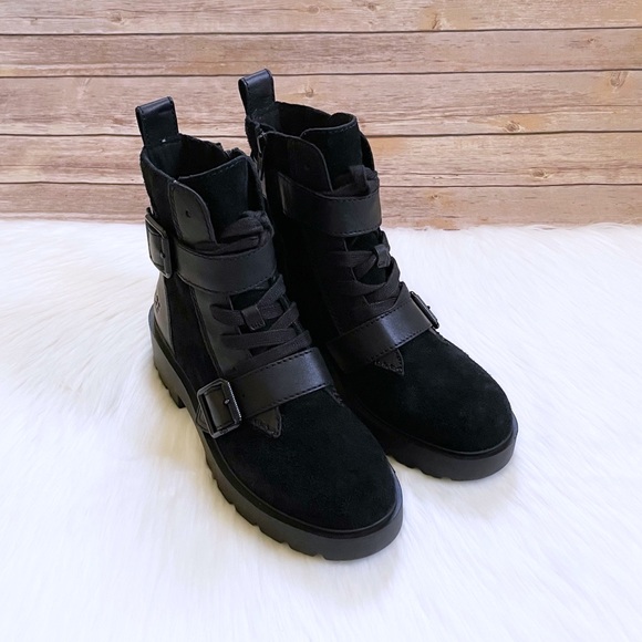 UGG Women’s Zorrah Black Combat Boots - Picture 4 of 7